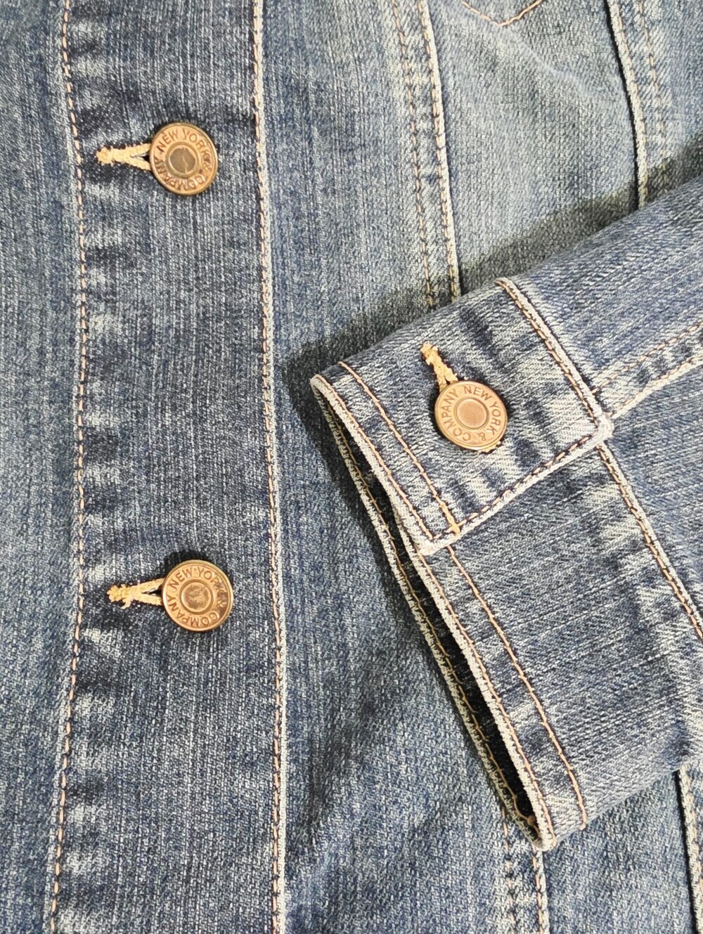 New York & Company Denim Jean Jacket Womens Size 4 Blue Fitted Stretch Trucker - Picture 10 of 12